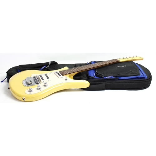 321 - 2001 Yamaha SGV 300 Flying Samurai electric guitar; Body: yellow finish; Neck: maple; Fretboard: ros... 