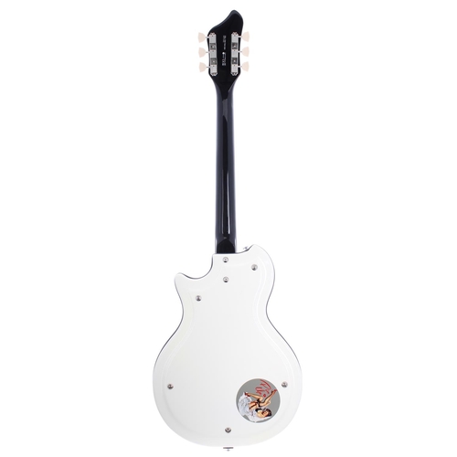 322 - 2017 Supro Dual Tone 1524EW electric guitar, made in China; Body: Ermine white finish, pin-up sticke... 