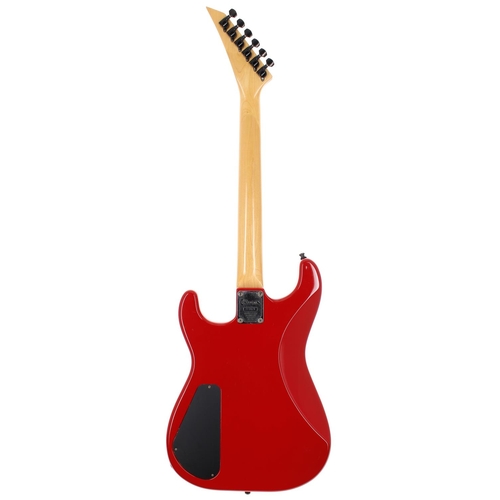 329 - 1980s Charvel Jackson Model 4 electric guitar, made in Japan; Body: red finish, light surface buckle... 