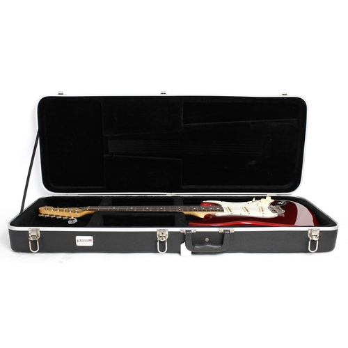 331 - 1990s Fender Stratocaster electric guitar, made in Japan; Body: candy apple red finish, various mino... 