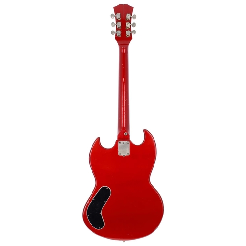 341 - 1970s Sumbro SG Type electric guitar, made in Japan; Body: metallic red finish, dings and blemishes ... 