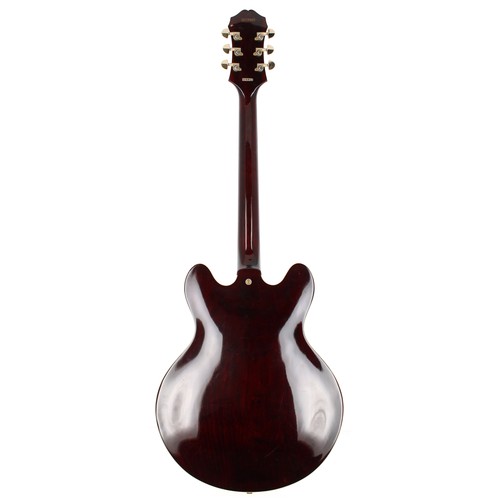 294 - 1984 Epiphone Sheraton semi-hollow body electric guitar, made in Japan; Body: wine red finish, surfa... 