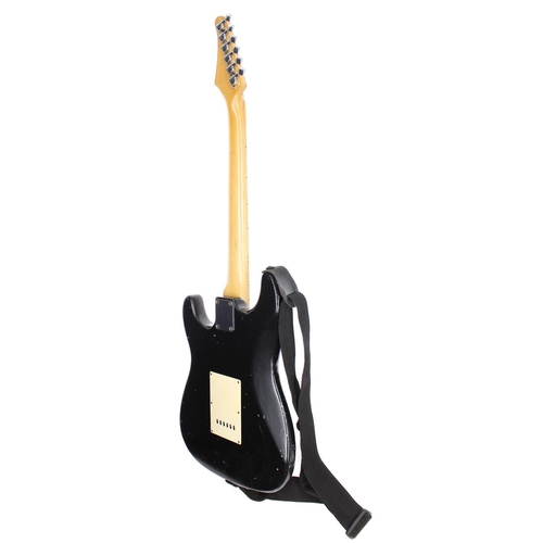 381 - Finn Panton (Menace) - Menace Punkcaster electric guitar; Body: black S Type body with custom black ... 