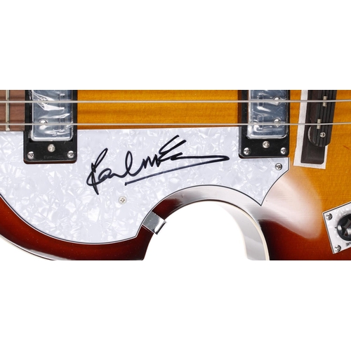 392 - Paul McCartney - autographed Hofner Hi-Series B-Bass violin bass guitar, made in China, ser. no. Y03... 