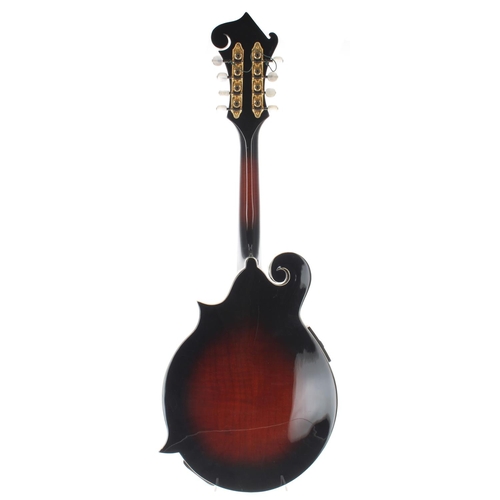 1505 - Michael Kelly electric mandolin, Model L-DLY-E, with dark sunburst finish and inlaid mother of pearl... 