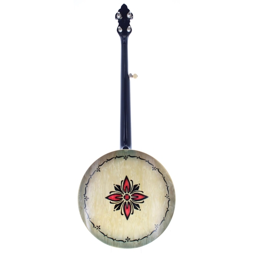 1518 - Gibson Kel Kroyden five string banjo, bearing the Gibson Kalamazoo label fixed to the inside back, w... 