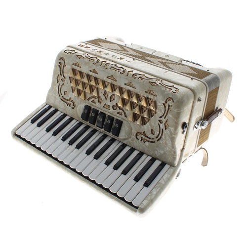 1537 - Brandoni 120 bass piano accordion, with five treble couplers (one a musette), two bass couplers, whi... 