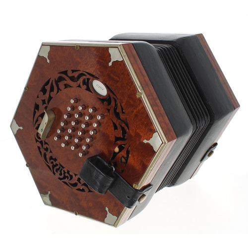 1570 - Fine Dutch English system baritone concertina with accordion reeds by and labelled Geuns-Wakker circ... 