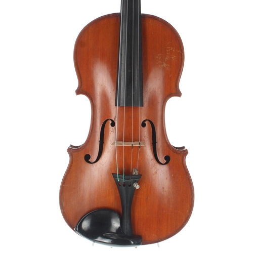 2449 - French violin labelled Modele de Rue de la Gare, no. 71, Nicolas Uldric, Pere, Luthier á Nant... 