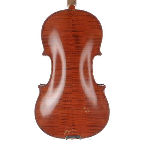 2449 - French violin labelled Modele de Rue de la Gare, no. 71, Nicolas Uldric, Pere, Luthier á Nant... 