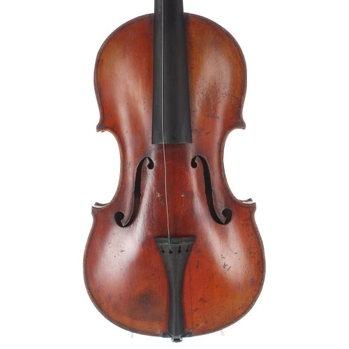 2455 - Interesting 19th century violin, unlabelled, 14 1/8