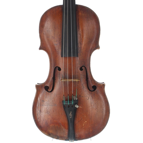 2459 - Interesting 18th century German violin labelled Puncraty Reber fecit, Mogonti A.O.1736; also bearing... 