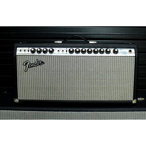 1112 - 1974 Fender Dual Showman Reverb guitar amplifier head, with foot switch; together with matching 4 x ... 