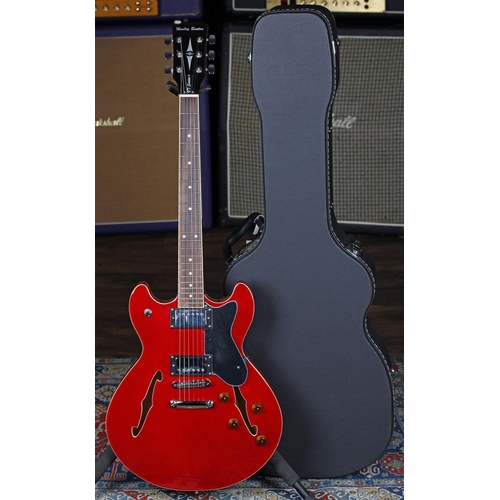 670 - Harley Benton VT Series HB-35 semi-hollow body electric guitar, cherry finish, within Thomann hard c... 