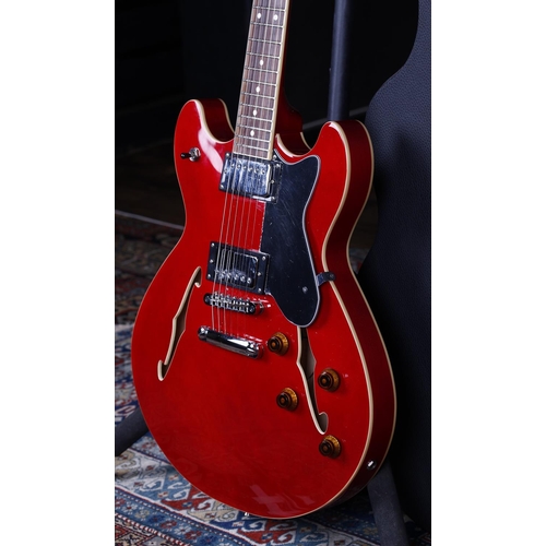 670 - Harley Benton VT Series HB-35 semi-hollow body electric guitar, cherry finish, within Thomann hard c... 