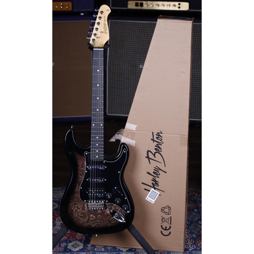 673 - Harley Benton Deluxe Series ST-70 electric guitar, black Paisley finish (unused with original shippi... 