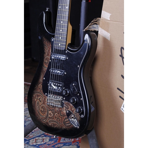 673 - Harley Benton Deluxe Series ST-70 electric guitar, black Paisley finish (unused with original shippi... 