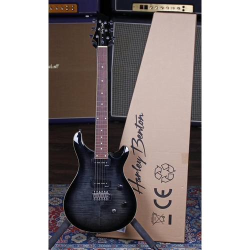 676 - Harley Benton Deluxe Series CST-24 electric guitar, black flame finish, with original shipping box... 