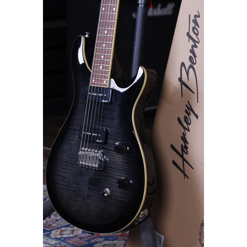 676 - Harley Benton Deluxe Series CST-24 electric guitar, black flame finish, with original shipping box... 