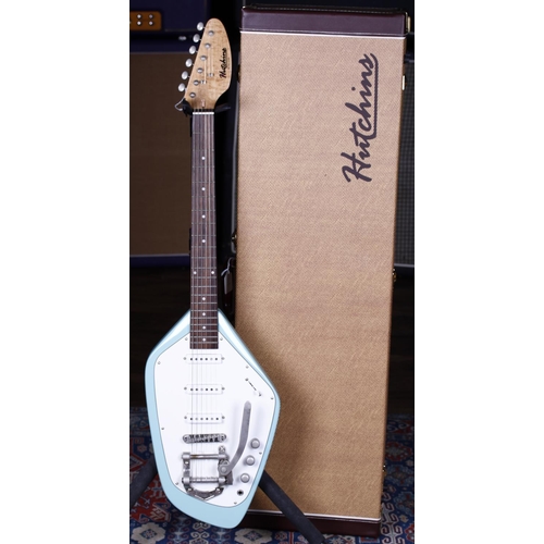 678 - Hutchins Retro Star electric guitar; Body: sky blue finish; Neck: maple; Fretboard: rosewood; Frets:... 