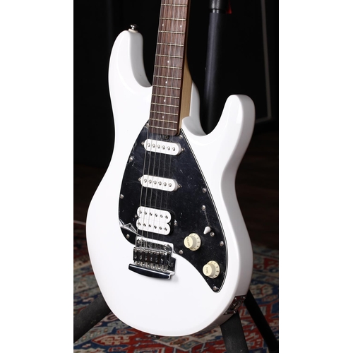 686 - Sterling by Music Man Sub Series Silo 3 Silhouette electric guitar; Body: white finish; Neck: maple;... 