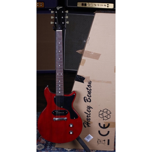 687 - Revelation RLJ electric guitar; Body: cherry finish, a few minor dings; Neck: good; Fretboard: rosew... 