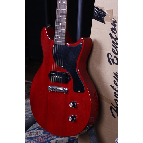 687 - Revelation RLJ electric guitar; Body: cherry finish, a few minor dings; Neck: good; Fretboard: rosew... 