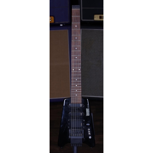 690 - Hohner Professional G3T headless electric guitar; Body: black finish, surface scratches and dings; N... 