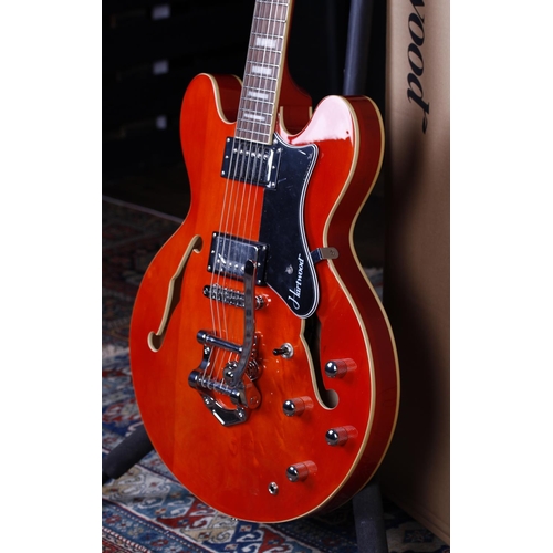 696 - Hartwood Revival semi-hollow body electric guitar; Body: orange finish; Neck: good; Fretboard: rosew... 