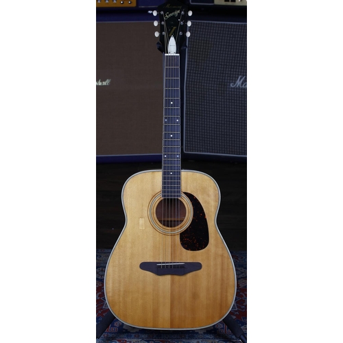 705 - 1970s Harmony Sovereign acoustic guitar in restored condition; Back and sides: mahogany, refinish; T... 