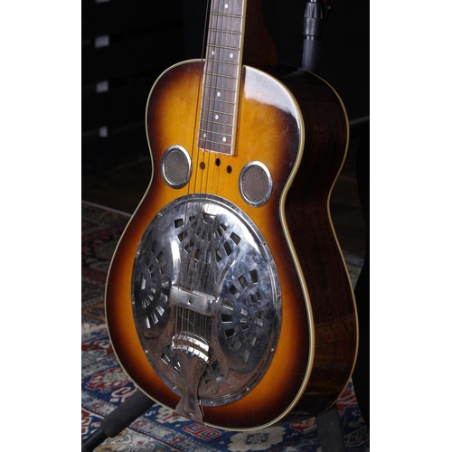 708 - Austin square neck single cone resonator guitar, with Dobro method manuals, picks, slide and within ... 