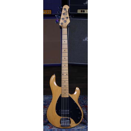 732 - OLP licensed by Ernie Ball five string bass guitar, made in China; Body: natural finish, a few light... 