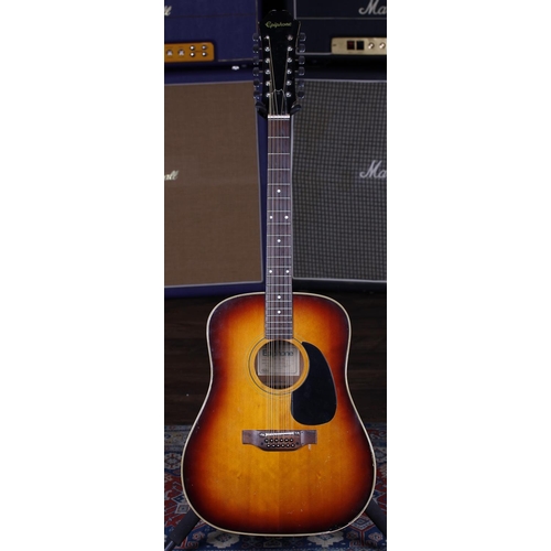 733 - 1970s Epiphone FT-160 SB twelve string acoustic guitar, made in Japan; Back and sides: mahogany, hea... 