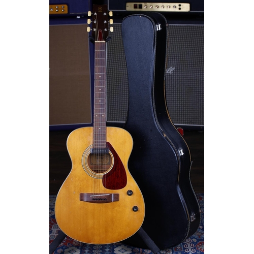 734 - 1970s Yamaha FG-110E acoustic guitar, made in Japan; Back and sides: mahogany, many scratches and di... 