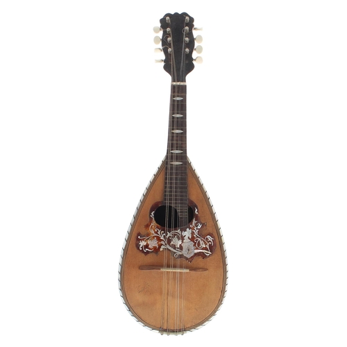 1603 - Old Neapolitan mandolin bearing an indecipherable maker's label dated Anno 1911, with satinwood bowl... 