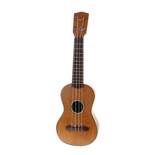 1610 - Contemporary ukulele labelled and bearing the maker's IZ logo, Model no: L.A03-2, soft case; also tw... 