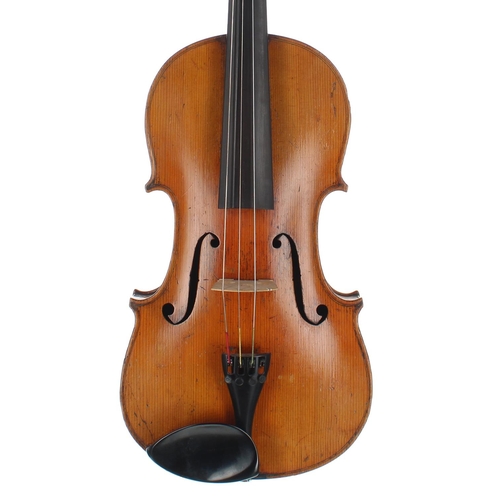 2461 - Good German viola of the E.R. Schmidt School, unlabelled, the two piece back of faint medium/fine cu... 