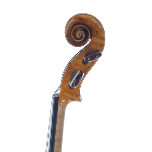 2461 - Good German viola of the E.R. Schmidt School, unlabelled, the two piece back of faint medium/fine cu... 