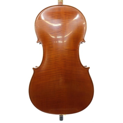 2512 - Contemporary Romanian violoncello labelled Maistru Luthier Luca Joan, Reghin-Romania, Fecit Anno 199... 