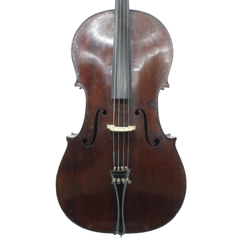 2516 - French violoncello by and labelled Michel-Ange Garini, the two piece back of medium curl with simila... 