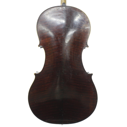 2516 - French violoncello by and labelled Michel-Ange Garini, the two piece back of medium curl with simila... 