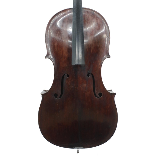 2521 - Interesting English violoncello of the Kennedy School circa 1800, unlabelled, the two piece back of ... 