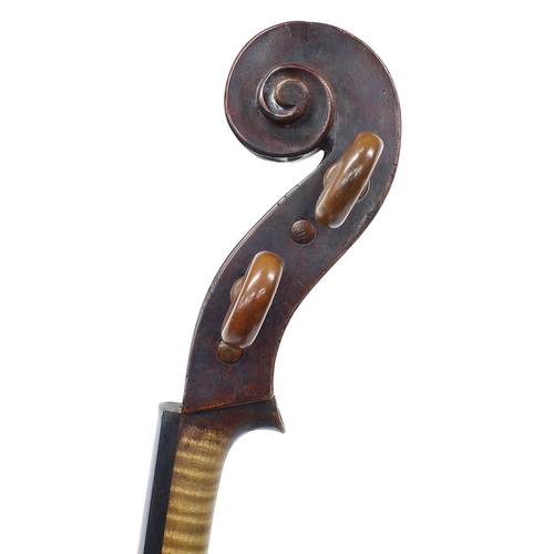 2521 - Interesting English violoncello of the Kennedy School circa 1800, unlabelled, the two piece back of ... 