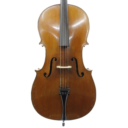 2528 - Early 20th century German violoncello, unlabelled, 30 3/8