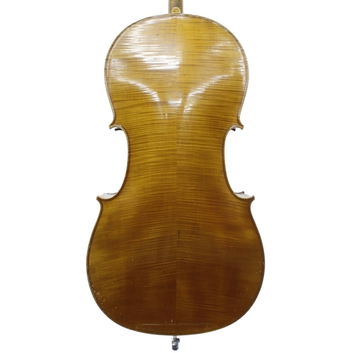 2528 - Early 20th century German violoncello, unlabelled, 30 3/8