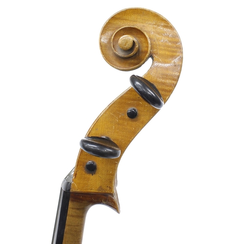 2528 - Early 20th century German violoncello, unlabelled, 30 3/8