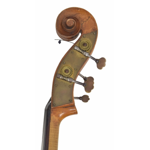 2529 - Late 19th century German double bass, back length 43