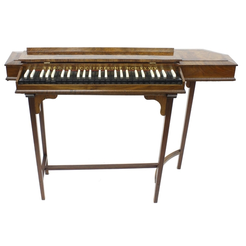 1554 - Fine English burr walnut and crossbanded polygonal unfretted clavichord by Thomas Goff and Joseph Co... 