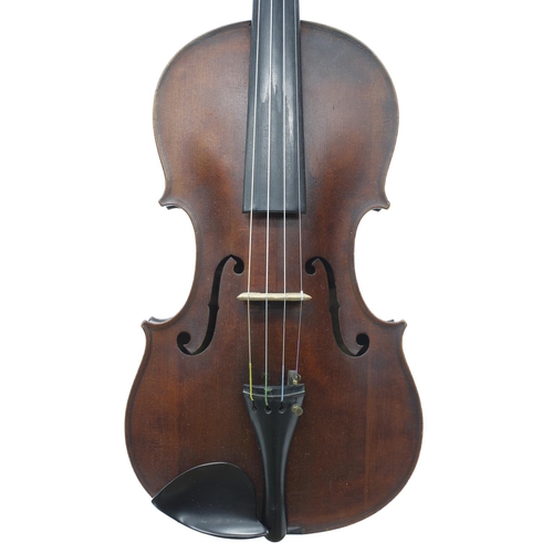 2463 - German violin by and labelled Heinrich Schwarz, Geigenmacher, Leipzig, 1894, 14 1/8