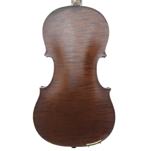 2463 - German violin by and labelled Heinrich Schwarz, Geigenmacher, Leipzig, 1894, 14 1/8